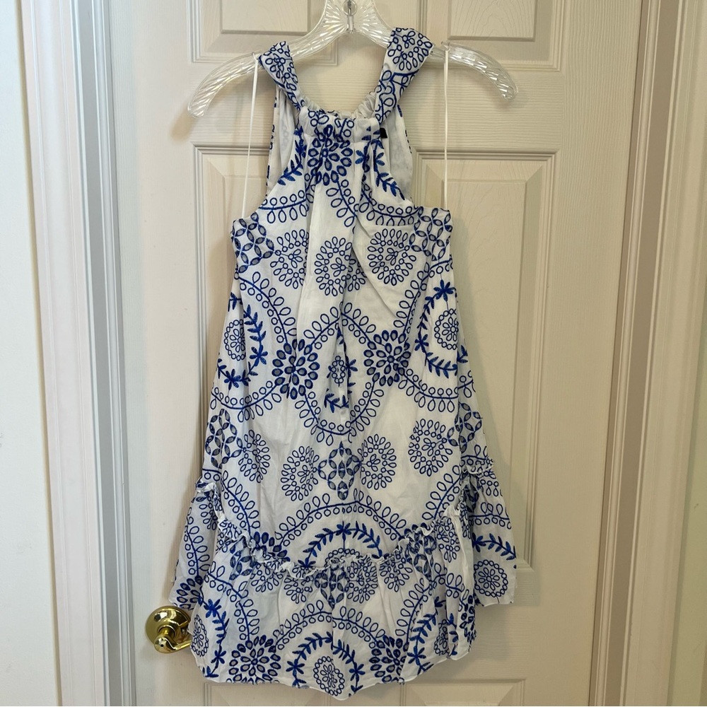Blue and white high neck mini dress size small